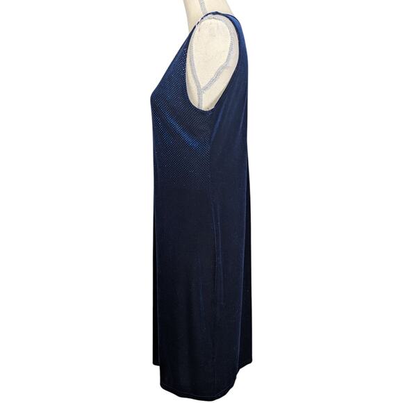Y2K Vintage Velvet Sleeveless Sparkle Dress Blue Size Large - Picture 3 of 16